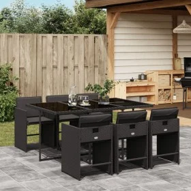 7-piece garden dining set with black synthetic rattan cushions by , Garden sets - Ref: Foro24-3211087, Price: 449,08 €, Disco...
