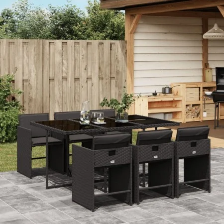 7-piece garden dining set with black synthetic rattan cushions by , Garden sets - Ref: Foro24-3211087, Price: 449,08 €, Disco...
