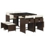 Garten-Essgruppe, 9-teilig, mit braunen Kunststoff-Rattan-Kissen. von , Gartensets - Ref: Foro24-3211137, Preis: 355,20 €, Ra...