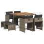 Garden dining set 9 pieces and gray synthetic rattan cushions by , Garden sets - Ref: Foro24-3211142, Price: 354,77 €, Discou...