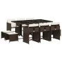 Garden dining set 11 pieces with brown synthetic rattan cushions by , Garden sets - Ref: Foro24-3211149, Price: 536,05 €, Dis...