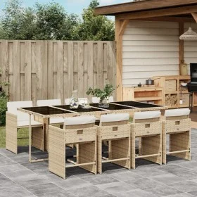 9-piece garden dining set with beige synthetic rattan cushions by , Garden sets - Ref: Foro24-3211102, Price: 675,31 €, Disco...