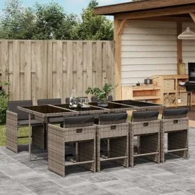 Garden dining set 9 pieces and gray synthetic rattan cushions by , Garden sets - Ref: Foro24-3211100, Price: 672,47 €, Discou...