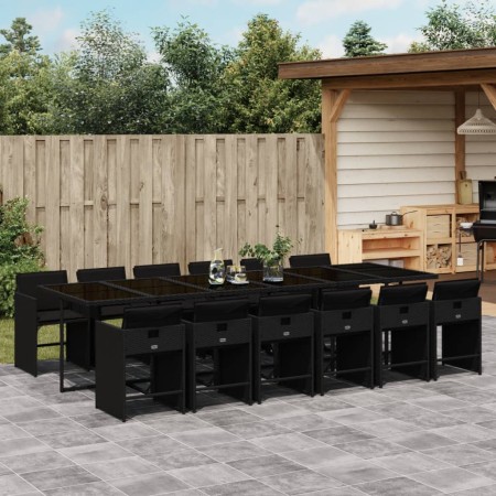 Garden dining set with 13-piece black synthetic rattan cushions by , Garden sets - Ref: Foro24-3211123, Price: 803,77 €, Disc...