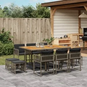 11-piece garden dining set with gray synthetic rattan cushions by , Garden sets - Ref: Foro24-3211514, Price: 570,35 €, Disco...
