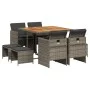 Garden dining set 9 pieces and gray synthetic rattan cushions by , Garden sets - Ref: Foro24-3210602, Price: 473,29 €, Discou...