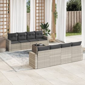Garden furniture set 9 pieces and light gray synthetic rattan cushions by , Garden sets - Ref: Foro24-3218742, Price: 608,05 ...