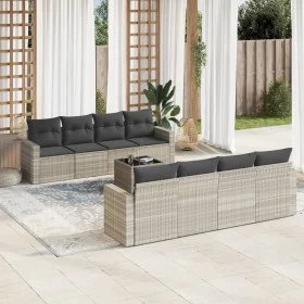 Garden furniture set 9 pieces and light gray synthetic rattan cushions by , Garden sets - Ref: Foro24-3218742, Price: 608,01 ...