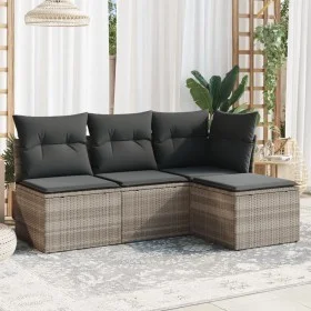 Garden sofa set 4 pieces with gray synthetic rattan cushions by , Garden sets - Ref: Foro24-3217502, Price: 251,57 €, Discoun...