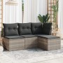 Garden sofa set 4 pieces with gray synthetic rattan cushions by , Garden sets - Ref: Foro24-3217502, Price: 237,14 €, Discoun...