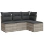 Garden sofa set 4 pieces with gray synthetic rattan cushions by , Garden sets - Ref: Foro24-3217502, Price: 237,14 €, Discoun...