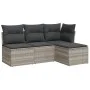 Garden sofa set 4 pieces with gray synthetic rattan cushions by , Garden sets - Ref: Foro24-3217502, Price: 251,57 €, Discoun...