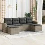 Garden sofa set 6 pieces and gray synthetic rattan cushions by , Garden sets - Ref: Foro24-3219312, Price: 369,70 €, Discount: %