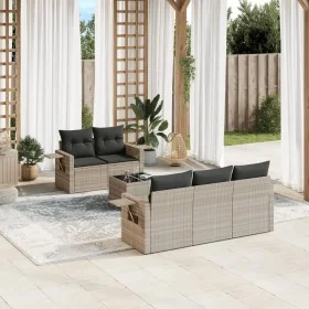 Garden sofa set 6 pieces and gray synthetic rattan cushions by , Garden sets - Ref: Foro24-3252239, Price: 438,79 €, Discount: %