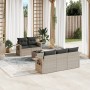 Garden sofa set 6 pieces and gray synthetic rattan cushions by , Garden sets - Ref: Foro24-3252239, Price: 416,91 €, Discount: %