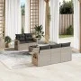 Garden sofa set 6 pieces and gray synthetic rattan cushions by , Garden sets - Ref: Foro24-3252239, Price: 438,79 €, Discount: %