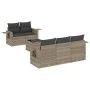 Garden sofa set 6 pieces and gray synthetic rattan cushions by , Garden sets - Ref: Foro24-3252239, Price: 438,79 €, Discount: %