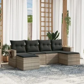 Gartensofagarnitur 6-teilig mit grauen Polstern aus synthetischem Rattan von , Gartensets - Ref: Foro24-3252859, Preis: 390,5...