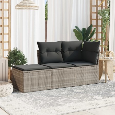 Gartensofa-Set 3-teilig mit grauen Polstern aus synthetischem Rattan von , Gartensets - Ref: Foro24-3217472, Preis: 190,38 €,...