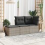 Gartensofa-Set 3-teilig mit grauen Polstern aus synthetischem Rattan von , Gartensets - Ref: Foro24-3217472, Preis: 190,38 €,...