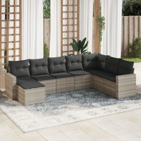 Garden sofa set 8 pieces and gray synthetic rattan cushions by , Garden sets - Ref: Foro24-3219352, Price: 532,63 €, Discount: %