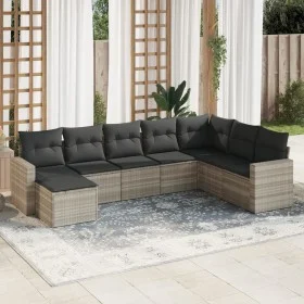Gartensofagarnitur 8-teilig mit grauen Polstern aus synthetischem Rattan von , Gartensets - Ref: Foro24-3219352, Preis: 542,3...