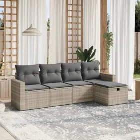 Garden sofa set and cushions 5 pieces light gray synthetic rattan by , Garden sets - Ref: Foro24-3263468, Price: 323,90 €, Di...