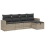 Garden sofa set and cushions 5 pieces light gray synthetic rattan by , Garden sets - Ref: Foro24-3263468, Price: 322,68 €, Di...