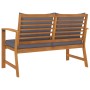 Banco de jardín 120 cm cojines gris oscuro madera acacia maciza by vidaXL, garden benches - Ref: Foro24-311830, Price: 191,39...