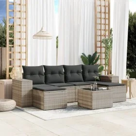 Set de sofás de jardín 7 pzas con cojines ratán PE gris claro de , Conjuntos de jardín - Ref: Foro24-3255269, Precio: 457,79 ...