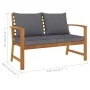 Banco de jardín 120 cm cojines gris oscuro madera acacia maciza von vidaXL, Gartenbänke - Ref: Foro24-311830, Preis: 186,73 €...