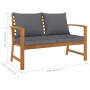 Banco de jardín 120 cm cojines gris oscuro madera acacia maciza by vidaXL, garden benches - Ref: Foro24-311830, Price: 191,39...