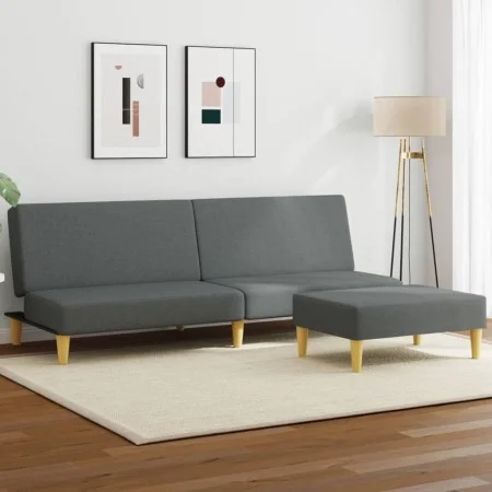 Sofá cama 2 plazas y almohadas taburete terciopelo gris oscuro de , Sofás - Ref: Foro24-3216216, Precio: 354,98 €, Descuento: %