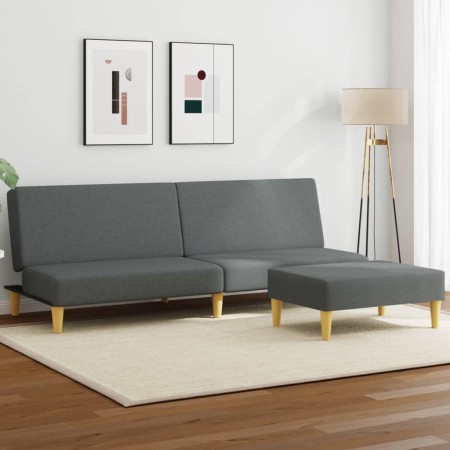 Sofá cama 2 plazas y almohadas taburete terciopelo gris oscuro de , Sofás - Ref: Foro24-3216216, Precio: 347,85 €, Descuento: %
