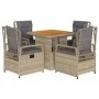 5-piece garden dining set with beige synthetic rattan cushions by , Garden sets - Ref: Foro24-3262917, Price: 511,43 €, Disco...