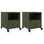 Mesitas de noche 2 unidades acero verde oliva 36x39x43,5 cm by , Nightstands - Ref: Foro24-846713, Price: 81,28 €, Discount: %