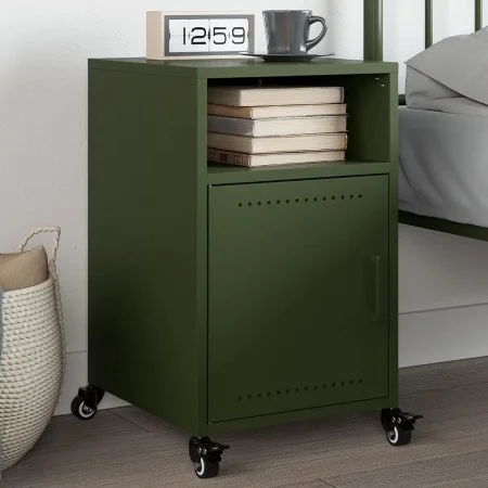 Mesita de noche acero verde oliva 36x39x59 cm by , Nightstands - Ref: Foro24-846724, Price: 64,41 €, Discount: %