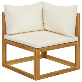 Corner sectional sofa and cream white cushion acacia wood by vidaXL, Modular outdoor sofas - Ref: Foro24-311861, Price: 122,5...