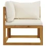 Corner sectional sofa and cream white cushion acacia wood by vidaXL, Modular outdoor sofas - Ref: Foro24-311861, Price: 122,5...