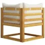 Corner sectional sofa and cream white cushion acacia wood by vidaXL, Modular outdoor sofas - Ref: Foro24-311861, Price: 122,5...