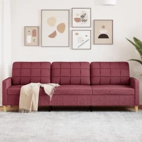 Sofá de 3 plazas de tela rojo tinto 210 cm by , Sofas - Ref: Foro24-4007420, Price: 329,56 €, Discount: %