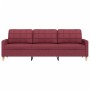 Sofá de 3 plazas de tela rojo tinto 210 cm by , Sofas - Ref: Foro24-4007420, Price: 338,56 €, Discount: %