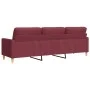 Sofá de 3 plazas de tela rojo tinto 210 cm by , Sofas - Ref: Foro24-4007420, Price: 329,56 €, Discount: %