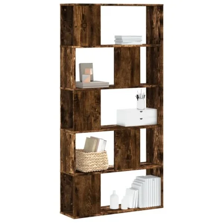 Librería de 5 estantes madera ingeniería roble ahumado de , Librerías y estanterías - Ref: Foro24-852775, Precio: 64,36 €, De...