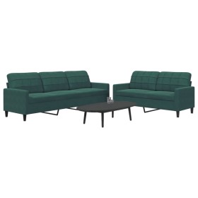 Juego de sofás con cojines 2 piezas terciopelo verde oscuro von , Sofas - Ref: Foro24-3278473, Preis: 576,04 €, Rabatt: %