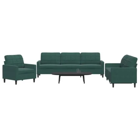 Juego de sofás con cojines 3 piezas terciopelo verde oscuro by , Sofas - Ref: Foro24-3278433, Price: 725,43 €, Discount: %