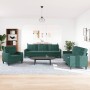 Juego de sofás con cojines 3 piezas terciopelo verde oscuro by , Sofas - Ref: Foro24-3278433, Price: 739,04 €, Discount: %