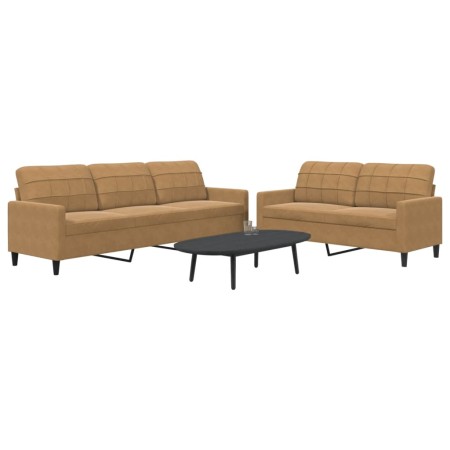 Juego de sofás con cojines 2 piezas terciopelo marrón by , Sofas - Ref: Foro24-3278478, Price: 524,32 €, Discount: %