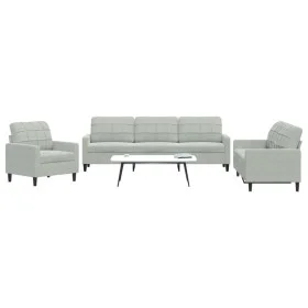 Dreiteiliges Sofaset mit Kissen aus hellgrauem Samt. von , Sofas - Ref: Foro24-3278431, Preis: 604,81 €, Rabatt: %