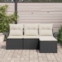 Conjunto de sofá de jardín 4 pcs Negro 55 x 55 x 37 cm
